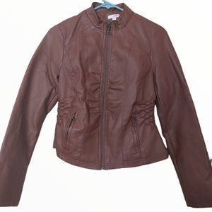❤️ Bongo Faux Leather Brown Jacket Moto Style